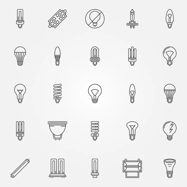 Bombillas de luz iconos conjunto — Vector de stock