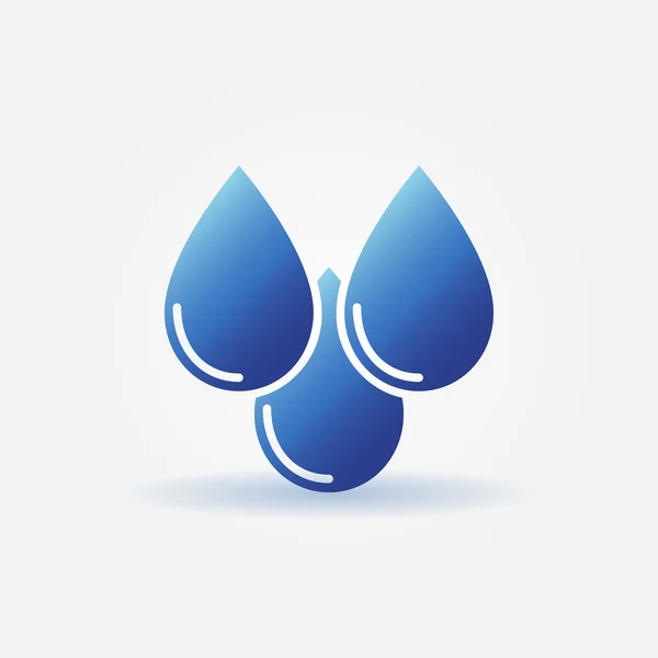 Tres gotas de agua azul icono — Vector de stock