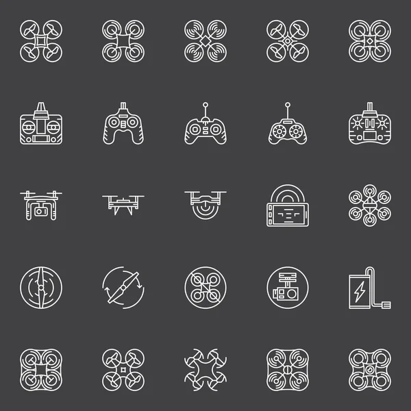 Drone conjunto de iconos blancos — Vector de stock