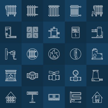 Ev Icons set Isıtma