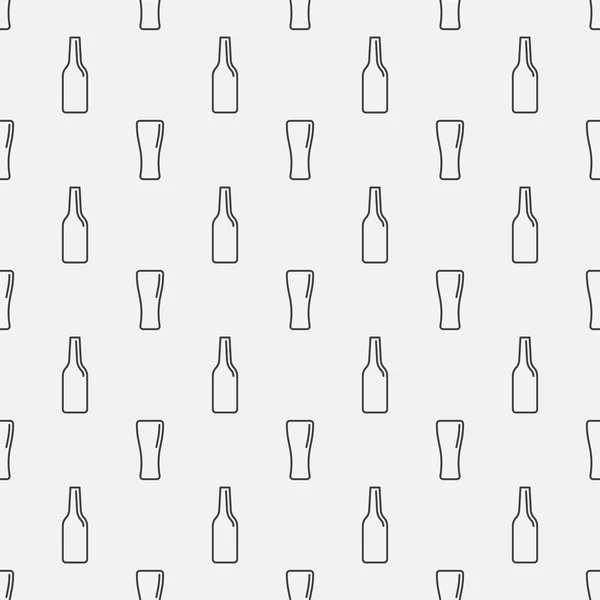 Birra bottiglie e bicchieri modello — Vettoriale Stock