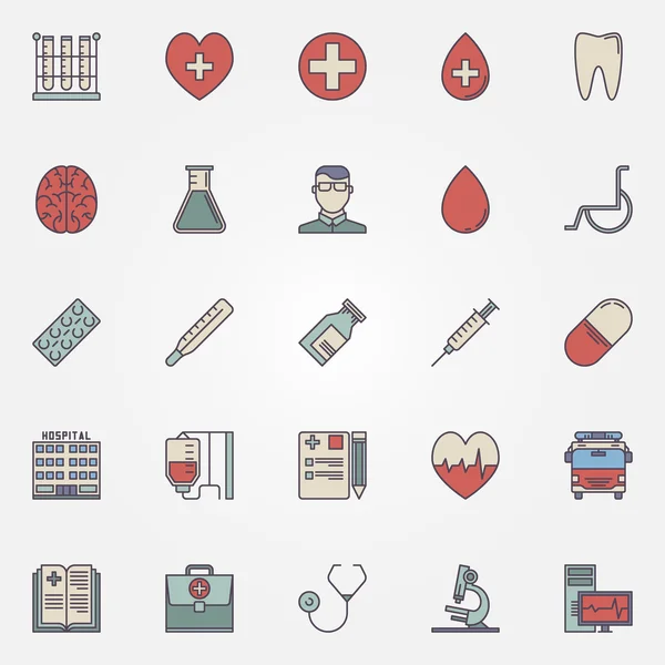 Icônes colorées médicales — Image vectorielle