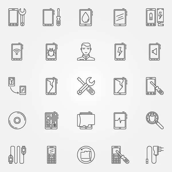 Iconos de reparación de teléfono conjunto — Archivo Imágenes Vectoriales