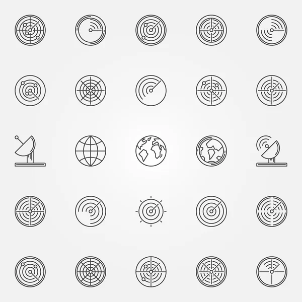 Conjunto de iconos de radar — Archivo Imágenes Vectoriales