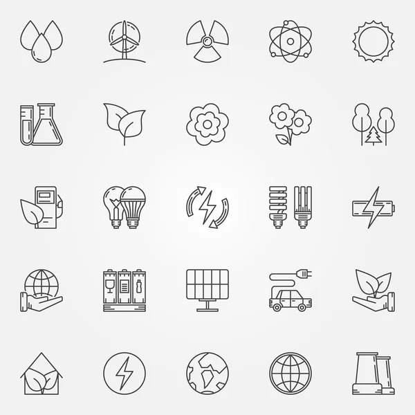 Ecología vector lineal iconos — Vector de stock