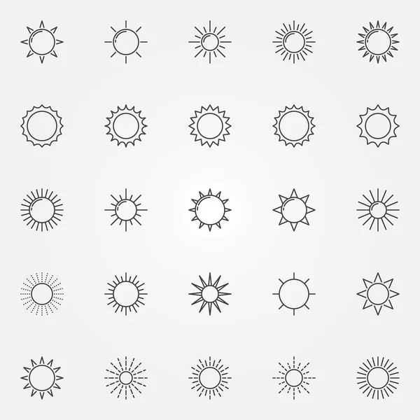 Sun line icons set — Stock Vector