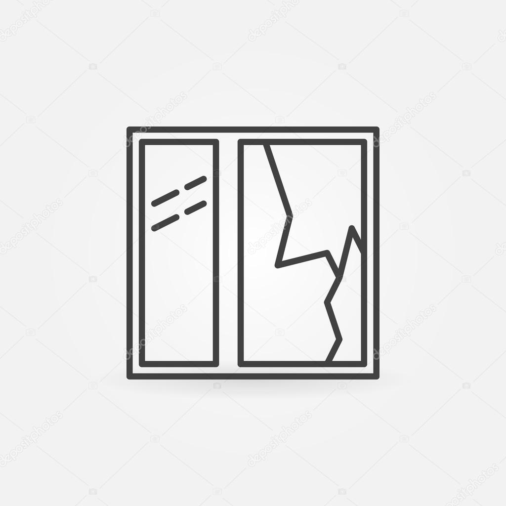 Broken window line vector icon