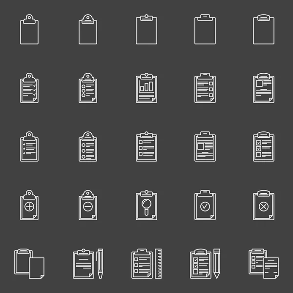 Portapapeles o iconos de lista de verificación — Vector de stock