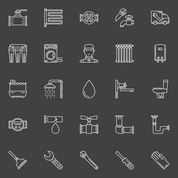 Iconos de línea de ingeniería sanitaria — Vector de stock