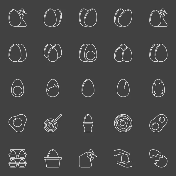 Conjunto de iconos delgados de huevos — Archivo Imágenes Vectoriales