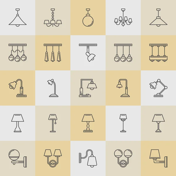 Lamp line icons vector set — Stock Vector