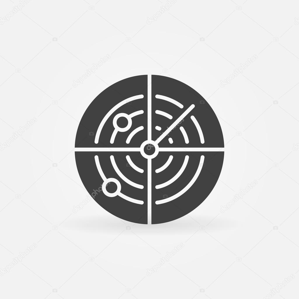 Dark radar icon or logo - vector sonar concept symbol