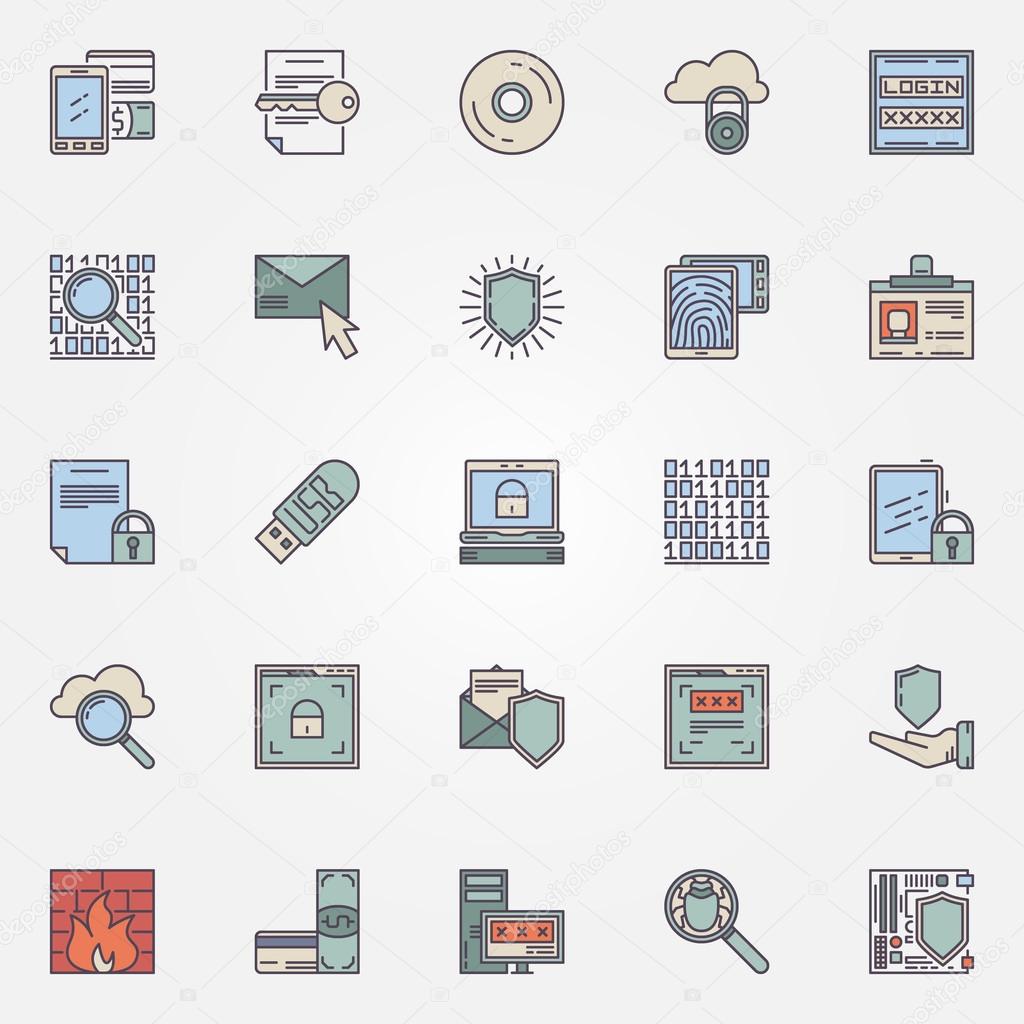 Internet security flat icons