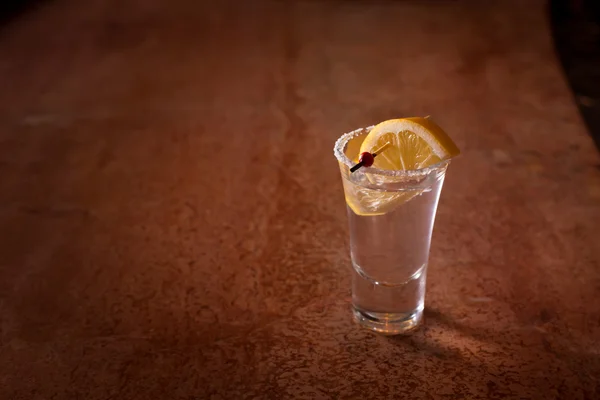 Tequila shot with lemon — Stock Photo, Image