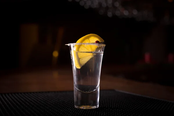 Tequila shot with lemon — Stock Photo, Image