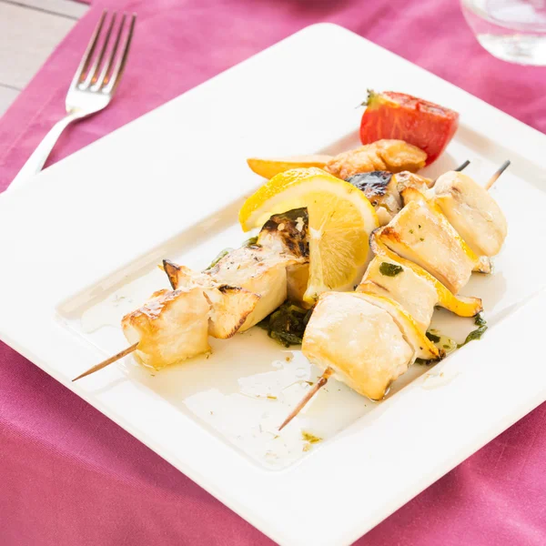 Swordfish on skewer — Stock Photo, Image