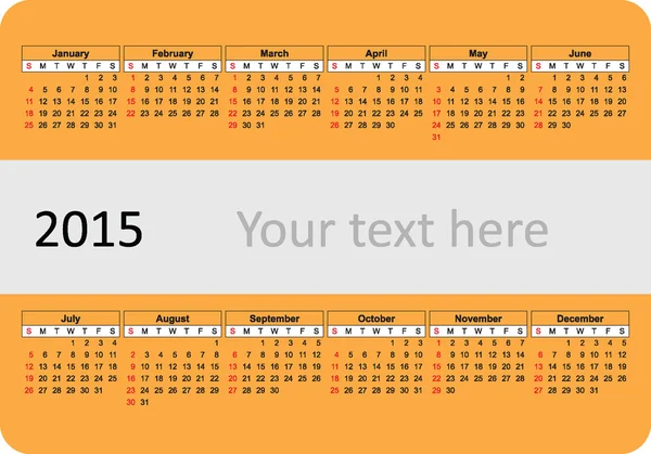 Calendário de bolso vetorial 2015 para EUA — Vetor de Stock