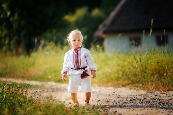 Little boy in the Ukrainian embroidered shirt — Stock Photo, Image