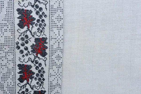 Die Textur von Leinen bestickte Handtücher, Rahmen — Stockfoto