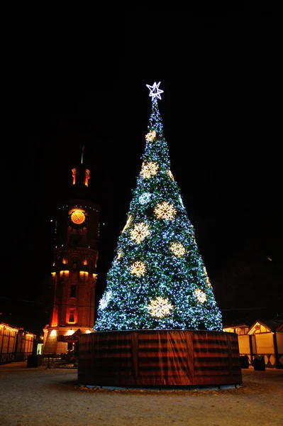 Christmas tree at the fair on the street Stock Photo