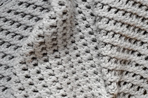 Fait main gris tricot laine texture fond — Photo