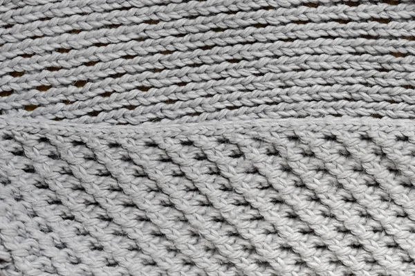 Handmade cinza tricô lã textura fundo — Fotografia de Stock