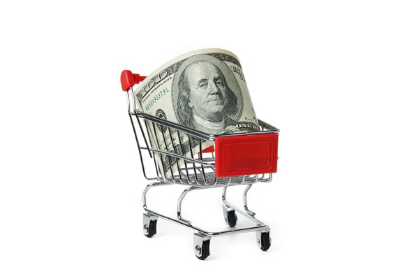 Currencies in the shopping cart — Stock Photo, Image