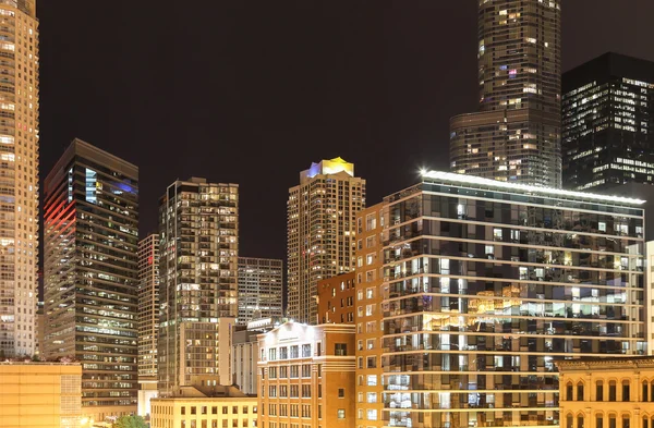 Chicago om natten - Stock-foto
