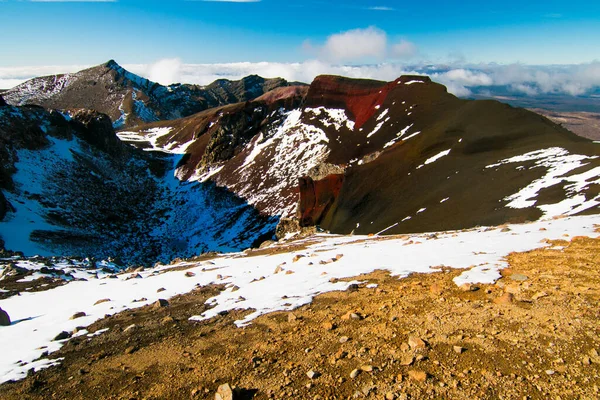 Volcanic Landscape Volcanic Rocks Mountains Tongariro View Red Crater Active — Fotografia de Stock