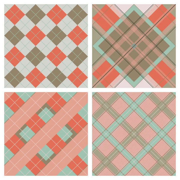 Set of Seamless Tartan & Checkered Plaid Pattern — Stock Vector