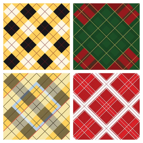 Set of Seamless Tartan & Checkered Plaid Pattern — Stock Vector