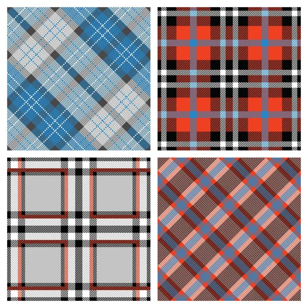 Set of Seamless Tartan & Checkered Plaid Pattern — Stock Vector