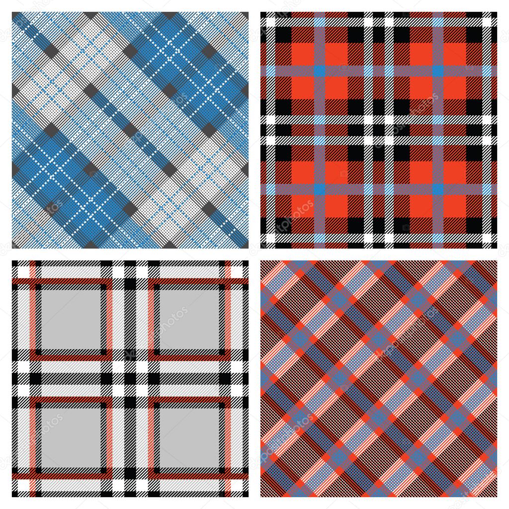 Set of Seamless Tartan & Checkered Plaid Pattern