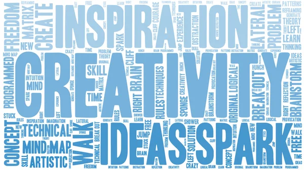 Nube de palabras - Creatividad e inspiración - Banner aislado — Vector de stock
