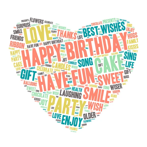 Word Cloud - Feliz Aniversário Celebração - Coração — Vetor de Stock