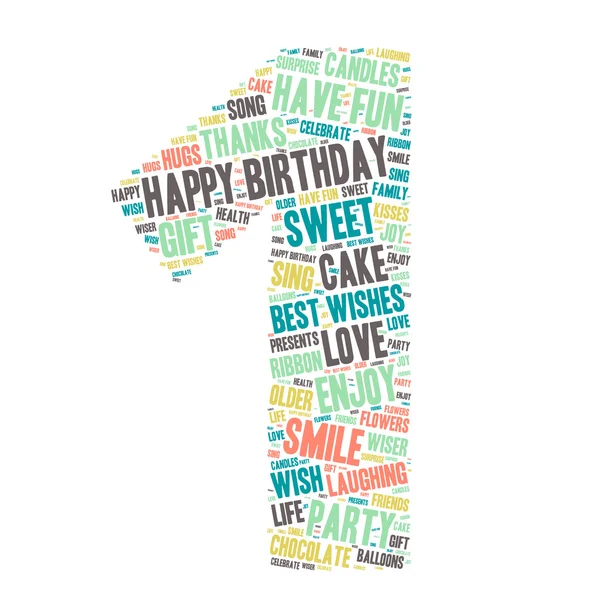 Word Cloud - Happy Birthday Celebration - First, One — стоковый вектор