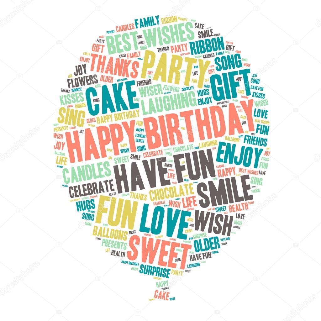 Word Cloud - Happy Birthday Celebration - Balloon