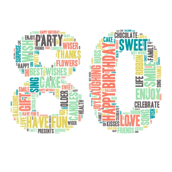 Word Cloud - Feliz Aniversário Celebração - 80 — Vetor de Stock