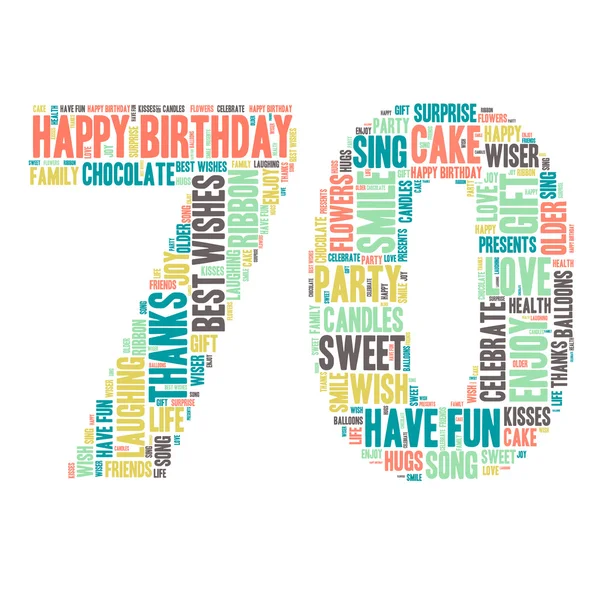 Word Cloud - Feliz Aniversário Celebração - Setenta — Vetor de Stock