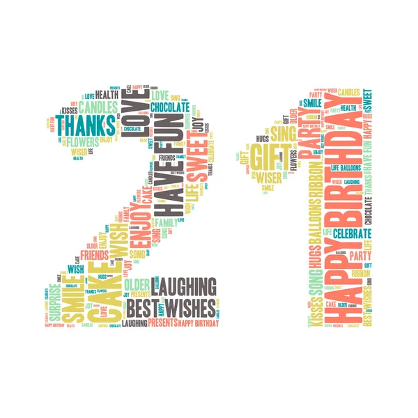 Word Cloud - Feliz Aniversário Celebração - 21 — Vetor de Stock