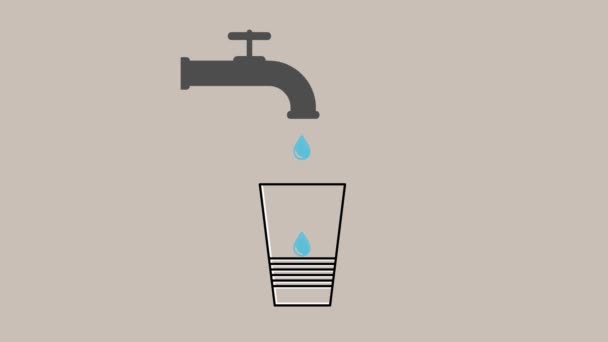 Minimal Animation of a Water-tap filling up a glass with big drops, until  it overflows and fills the screen with blue water. Flat Design Style. —  Stock Video © mvancaspel #75718695