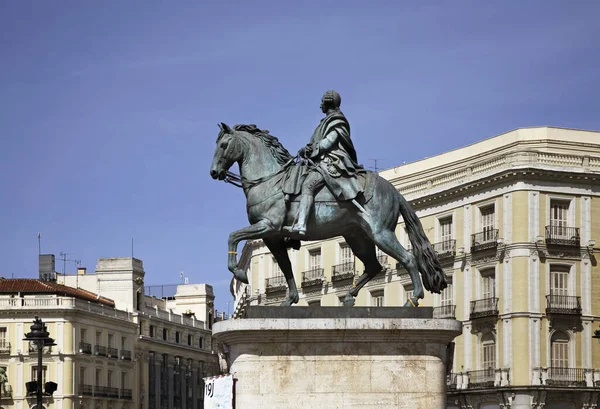 Monumento Rey Carlos Iii Puerta Del Sol Puerta Del Sol — Foto de Stock