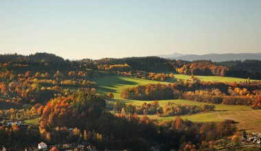 Cesky Krumlov yakınlarındaki manzara. Çek Cumhuriyeti