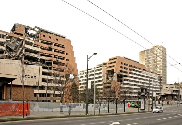 Edificio Destruido Calle Nemanjina Belgrado Serbia — Foto de Stock