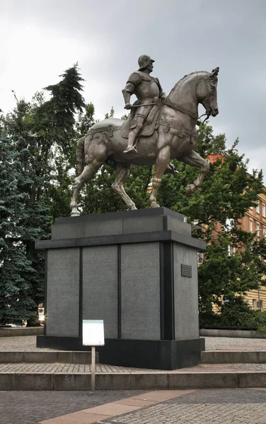 Monumento Bartolomeo Colleoni Plaza Lotnikow Szczecin Polonia — Foto de Stock