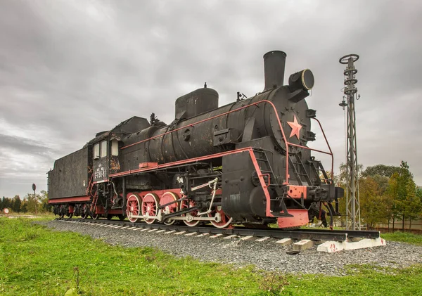 Stoomlocomotief Sortavala Serdobol Republiek Karelië Rusland — Stockfoto