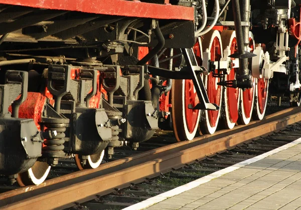 Velhas Rodas Locomotiva Brest Bielorrússia — Fotografia de Stock