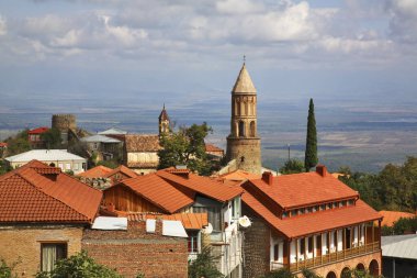 Sighnaghi 'nin panoramik manzarası. Kakheti. Georgia