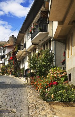 Ohri 'de eski bir cadde. Makedonya