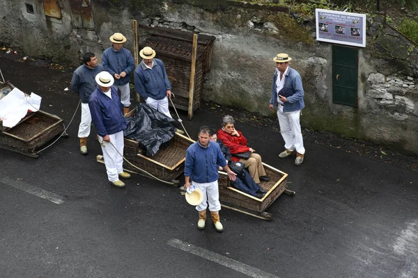 Funchal Daki Dağdan Kaçan Bir Kızakçı Madeira Adası Portekiz — Stok fotoğraf